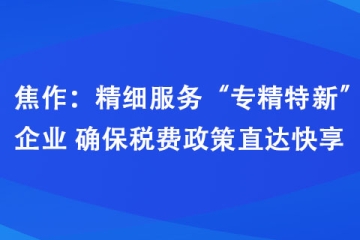 焦作：精細(xì)服務(wù)“專精特新”企業(yè) 確保稅費(fèi)政策直達(dá)快享