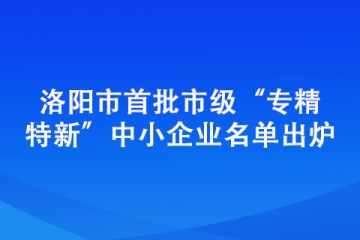 洛陽市首批市級“專精特新”中小企業(yè)名單出爐