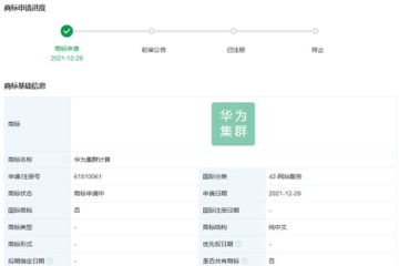 華為技術(shù)有限公司申請(qǐng)注冊(cè)“華為集群計(jì)算”商標(biāo)