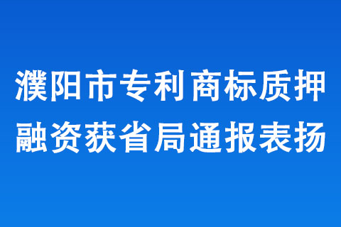 濮陽市專利商標(biāo)質(zhì)押融資獲省局通報表揚