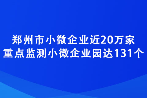 鄭州市小微企業(yè)近20萬家 重點(diǎn)監(jiān)測小微企業(yè)園達(dá)131個(gè)