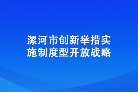 漯河市創(chuàng)新舉措實施制度型開放戰(zhàn)略