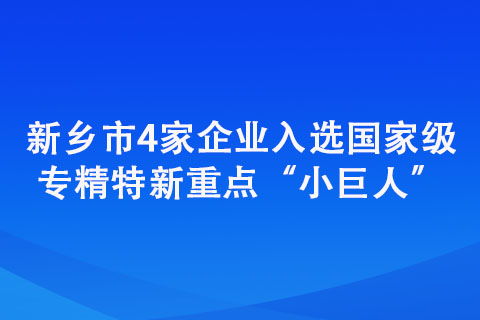 新鄉(xiāng)市4家企業(yè)入選國家級(jí)專精特新重點(diǎn)“小巨人”